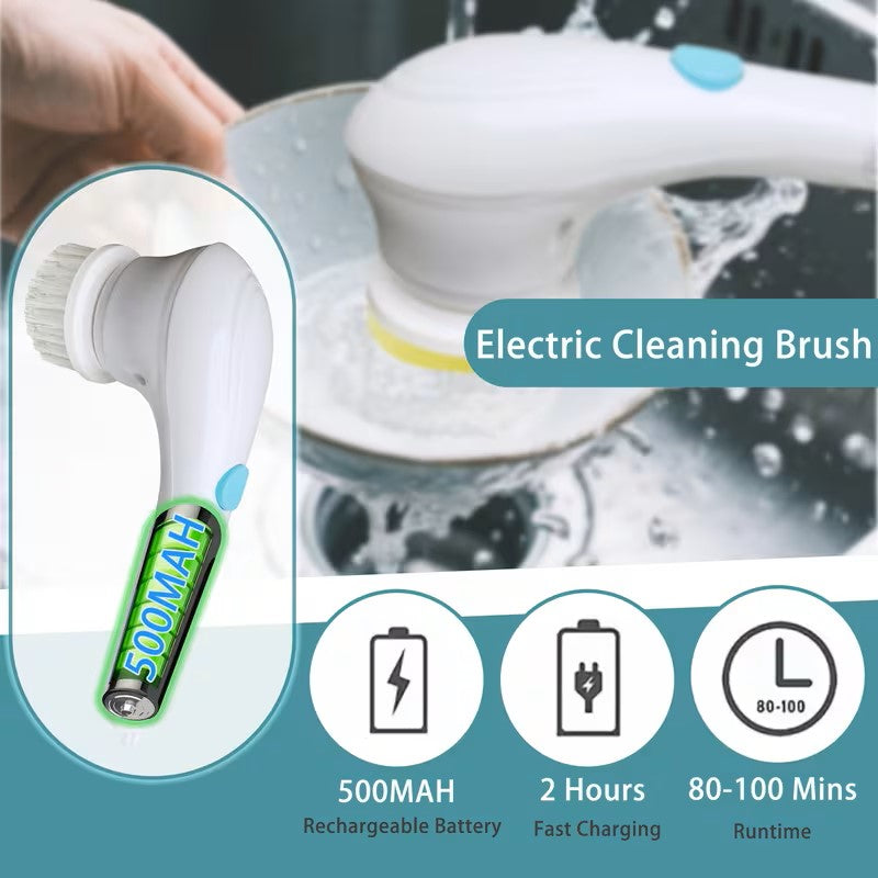 Electric cleaning brush with charging details and usage scenario